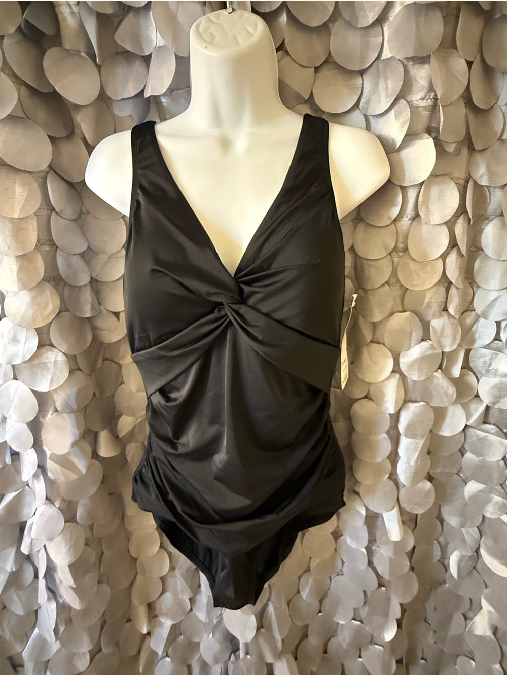 Women’s Black Twist-Front One-Piece Swimsuit